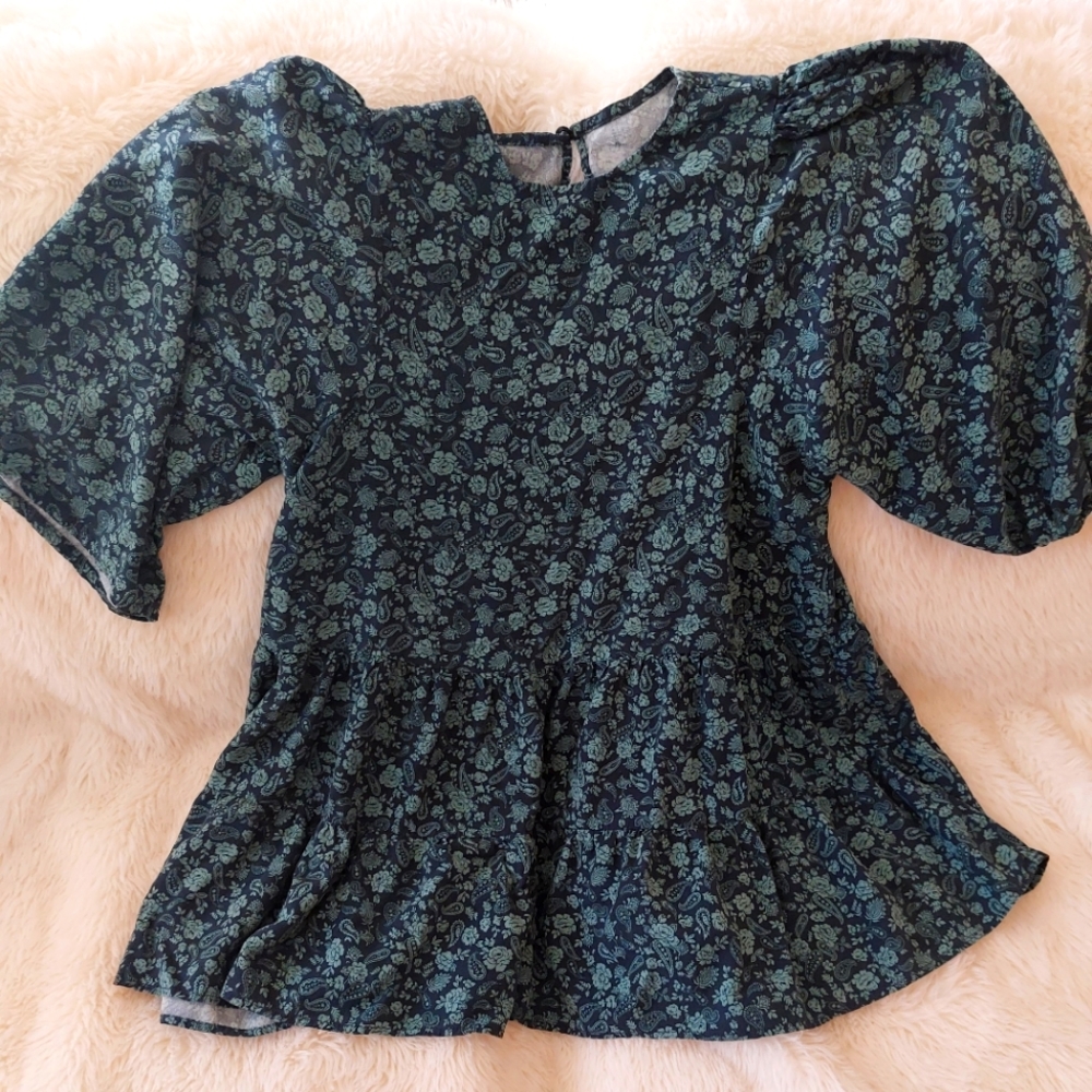 Blue boho mini dress
